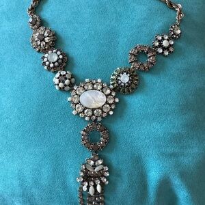 Banana Republic Silver and White Floral Necklace